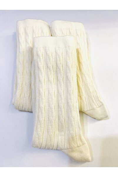 Akaret Tekstil Ekru Color Wool Socks, Women'S, 3-Piece