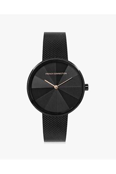 French Connection Analog Watch for Women with Black Dial and Black Stainless ...