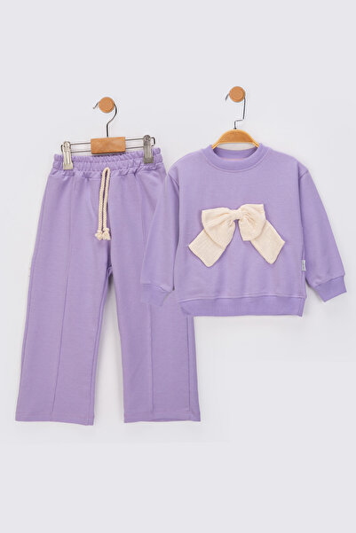 baby flamindo طقم رياضي موسمي للفتيات من القطن الموسلين بخيطين مع فيونكة