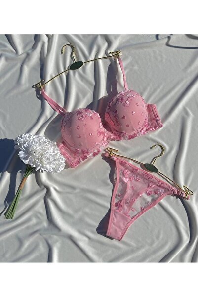 Elit Butik Set sutien și chiloți push up cu susținere pentru flori și inimă