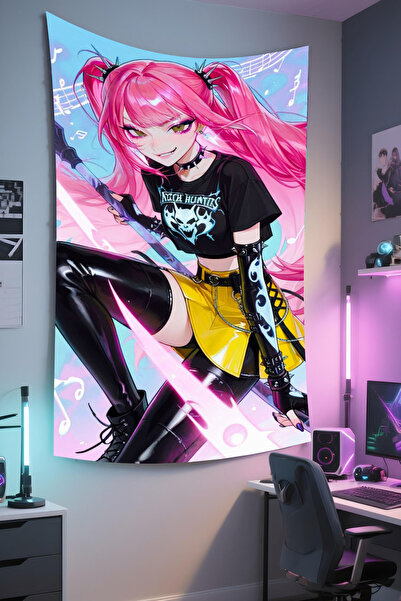 RUGRUMBA غطاء حائط Demon Hunters مطبوع – موضوع K-Pop، قماش عالي الجودة، سجادة...