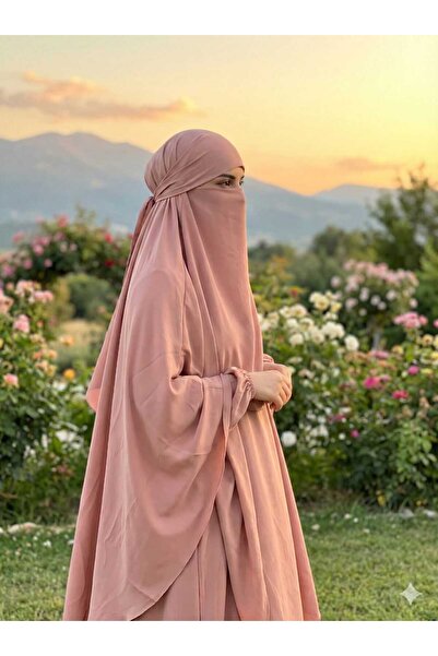 onliecraft Çarşaf, Jilbab, Khimar, Abaya, Hakim Yaka, Medine İpeği (ÜÇ PARÇA SET)