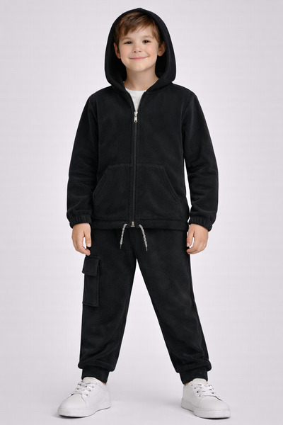 Gonca Bebe GONCA 330-12-25 Erkek Çocuk Kapüşonlu Polar Eşofman Takımı Fermuar...