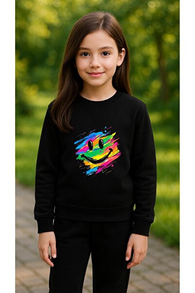 playwear Φούτερ ομάδας YELLOW EMOJI V1 με στάμπα για κορίτσια και αγόρια, με ...