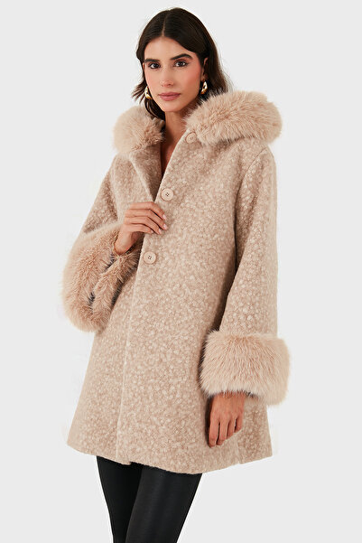 Via Dante Oversized Fit Hooded Soft Feather Detailed Coat Coat 690891