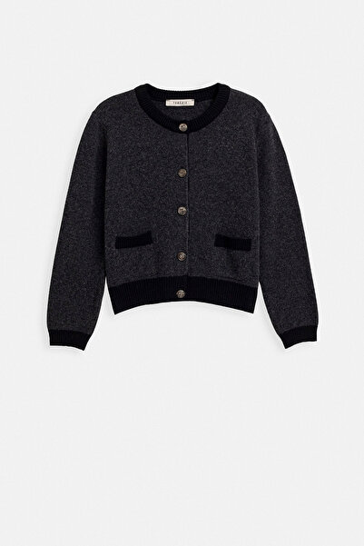 TEREZIE Detailed pocket wool knitwear cardigan