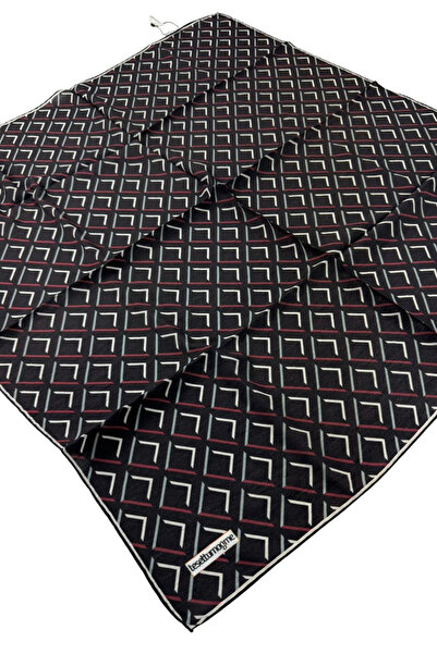 Tesettürnağme Eșarfă EcoZen TN2103 Model geometric 11-Negru-Bordeaux
