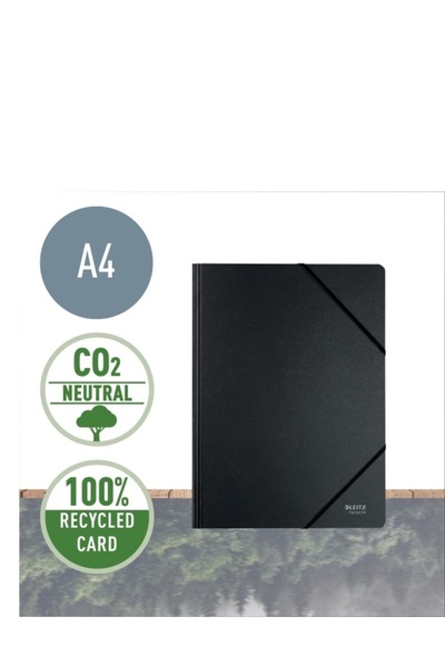 Leitz Mapa cu elastic Recycle, 100% reciclat, Blue Angel, reciclabil, A4, 250 coli, negru