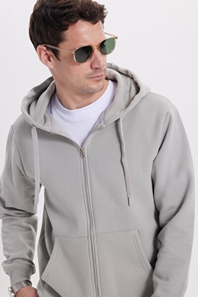 Tudors Unisex Relax Fit Comfortable Cut Cotton Fleece Inside Double Pockets Full Zip Stone K Hooded Sweatshirt