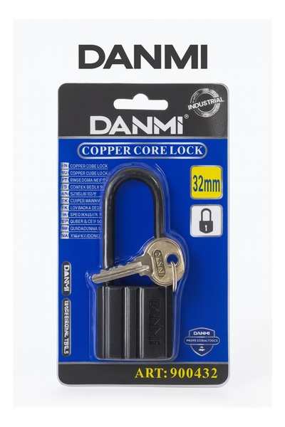 DANMI 32mm Copper Core Padlock – Industrial Metal Security Lock with 3 Keys (ART: 900432)