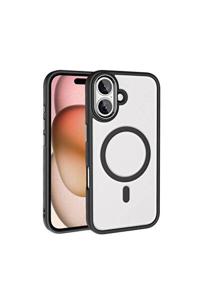 zore Apple iPhone 16 Kılıf Wireless Şarj Özellikli Krom M-safe Silikon Kapak