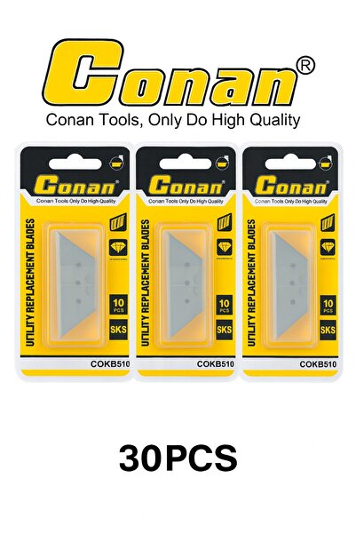 CONAN 3 Packs × 10 Pieces – Utility Knife Replacement Blades – Model COKB510 – Premium SK5 Ca