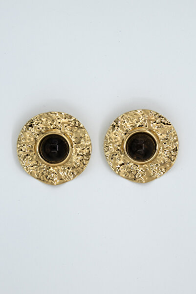 Limosse Jewelry أقراط سابل سوداء عتيقة ذات ملمس ذهبي