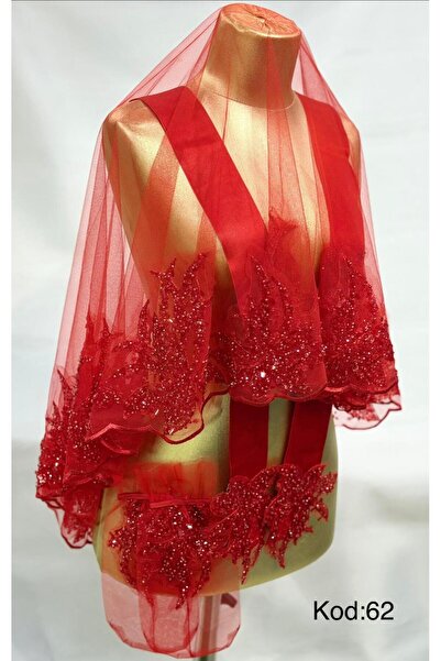 GÜRLEK TEKSTİL Işıl Işıl Güpürlü Gelin Duvağı Seti Düğün Yüz Örtüsü Kına Gece...