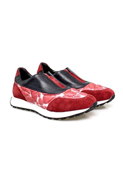 FRANCO CALVANI Red Color Laceless Genuine Leather Parachute Men's Shoes