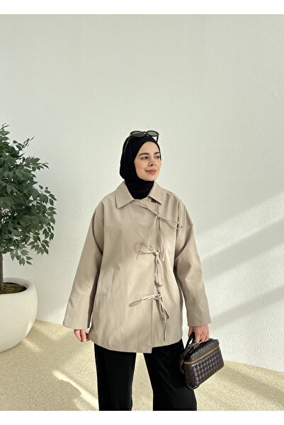 MODA AKSA BAĞLAMA TRENÇKOT bej