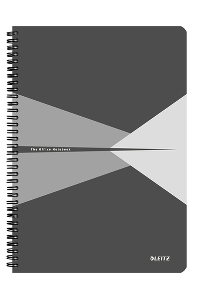 Leitz Caiet de birou Office, PP, certificare FSC, reciclabil, A4, 90 coli, cu spira, dictando, gri