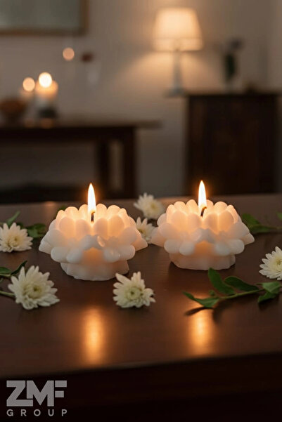 Cavelle Kokulu Dekoratif Çiçek Mum , İkili Set , El Yapımı Ortam & Hediye Mumu