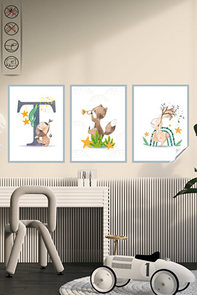 Akıllı Kağıt Statik Tutunma Özellikli Tablo - Poster Çocuk Odası (Model- 7)