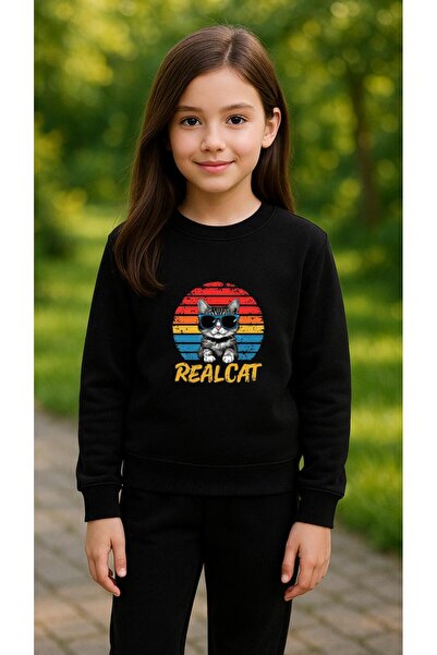 playwear Φούτερ ομάδας REAL CAT με στάμπα για κορίτσια και αγόρια με λαιμόκοψ...