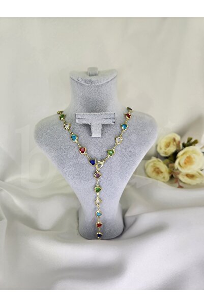 beus Kalp Zirkon Taşlı Çelik Y Kolye