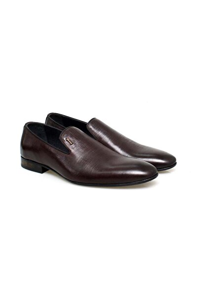 FRANCO CALVANI Brown Laceless Genuine Leather Men's Shoes