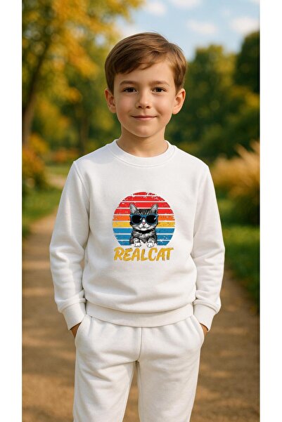 playwear Φούτερ ομάδας REAL CAT με στάμπα για κορίτσια και αγόρια με λαιμόκοψ...
