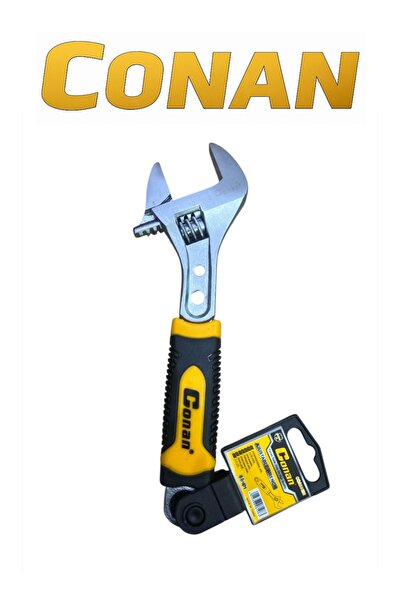 CONAN مفتاح ربط قابل للتعديل مقاس 8 بوصات برأس مرن، ونهاية سقاطة، ووظيفة سداسية - مفتاح ضبط الصواميل والمسامير
