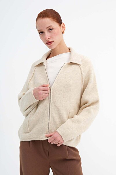 Addax Polo Neck Zippered Knitwear Cardigan H2381