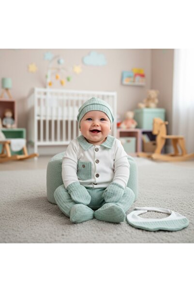 MİLAYS LİFE HOME COLLECTİON Baby Boy Mini-Zeyn 0-3 Months with Front Pocket a...