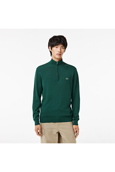 Lacoste Erkek Regular Fit Uzun Kollu Dik Yaka Koyu Yeşil Triko
