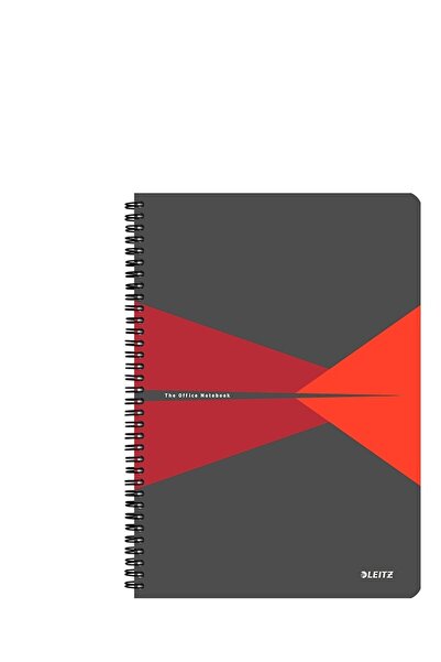 Leitz Caiet rosu birou Office, carton laminat, FSC, reciclabil, A5, 90 coli, cu spira, matematica,