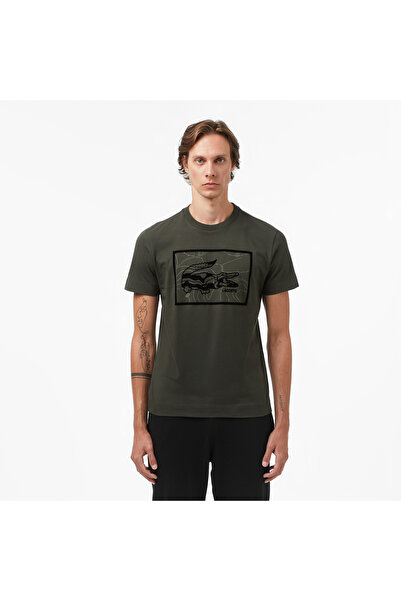 Lacoste Erkek Bisiklet Yaka Baskılı Haki T-Shirt