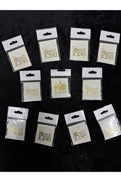 SırmalıHome Bekarlığa Veda Partisi için 1 Bride ve 10 Team Bride Yazılı 11 Adet Gold Geçici Nedime Dövmesi