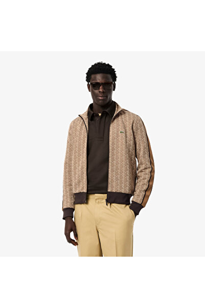 Lacoste Erkek Regular Fit Dik Yaka Monogram Kahverengi Sweatshirt