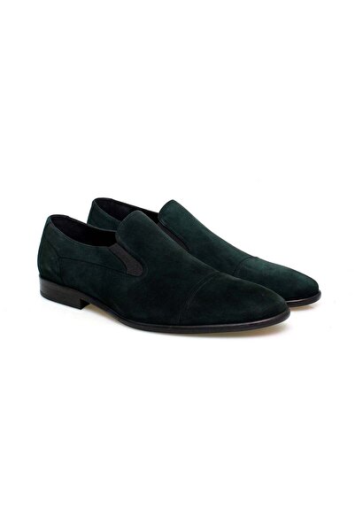 FRANCO CALVANI Green Color Laceless Genuine Leather Suede Men's Shoes