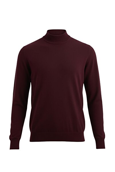 Uki BORDO Yarım Balıkçı Triko Kazak