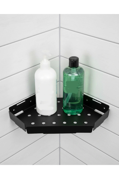 ardini حامل شامبو زاوية ذاتي اللصق من كيتارو، 3 فتحات للتثبيت، أسود غير لامع