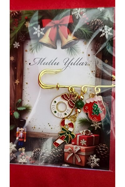Çelik Broş Yılbaşı Hediye Kadın Gold Trend Hediye charm 3 lü