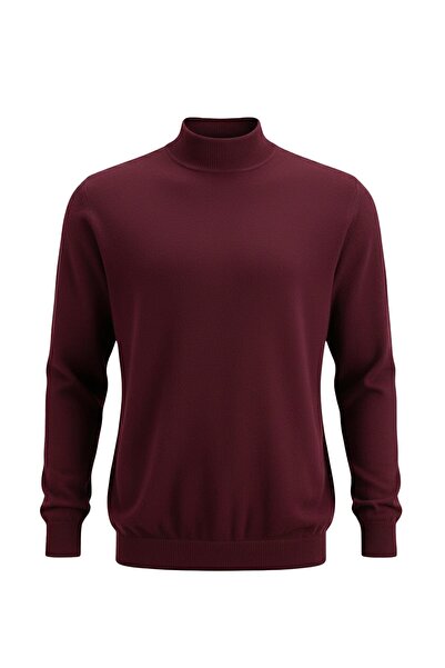 Uki BORDO Yarım Balıkçı Triko Kazak