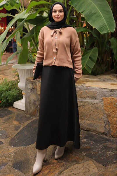 karpuzbutiks تنورة سكوبا واسعة بخصر مطاطي