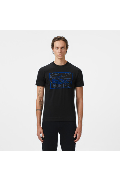 Lacoste Erkek Regular Fit Bisiklet Yaka Baskılı Siyah T-Shirt