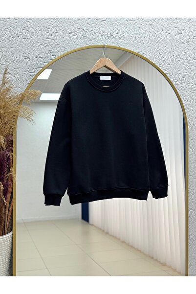 MİHRA STORE Ece Crew Neck Three Thread Sweat-Zi̇3137 Black