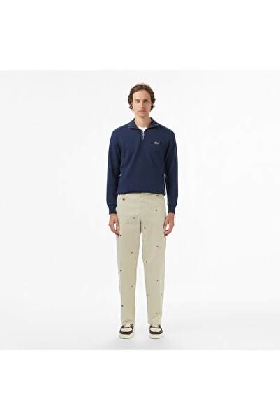 Lacoste Erkek Relaxed Fit Desenli Bej Pantolon
