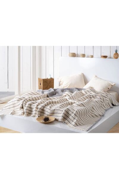 Peshtemalsan 9 KATLI 220 x 240 cm %100 PAMUK MÜSLİN YORGAN YATAK ÖRTÜSÜ ÇİZGİ...