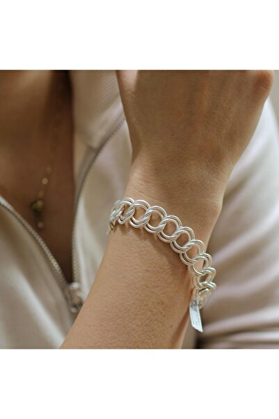 Nusret Takı 925 Ayar Gümüş Desenli Ve Düz Samanyolu Bileklik