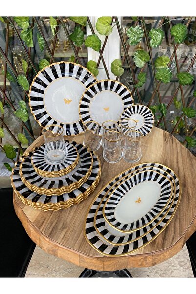 GÜRCÜGLASS Black and White Butterfly Model 27 Prç