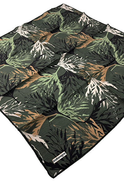 Tesettürnağme EcoZen Κασκόλ TN2105 Λουλουδάτο σχέδιο 10-Πράσινο-Μαύρο-Ταν