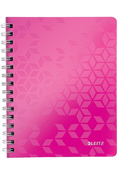 Leitz Caiet de birou WOW, PP, certificare FSC, reciclabil, A5, 80 coli, cu spira, matematica, roz