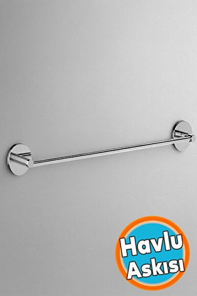 NZB Havluluk KROM 40 cm Parlak Gümüş Duvar Tipi Paslanmaz Çelik Banyo Havlu A...